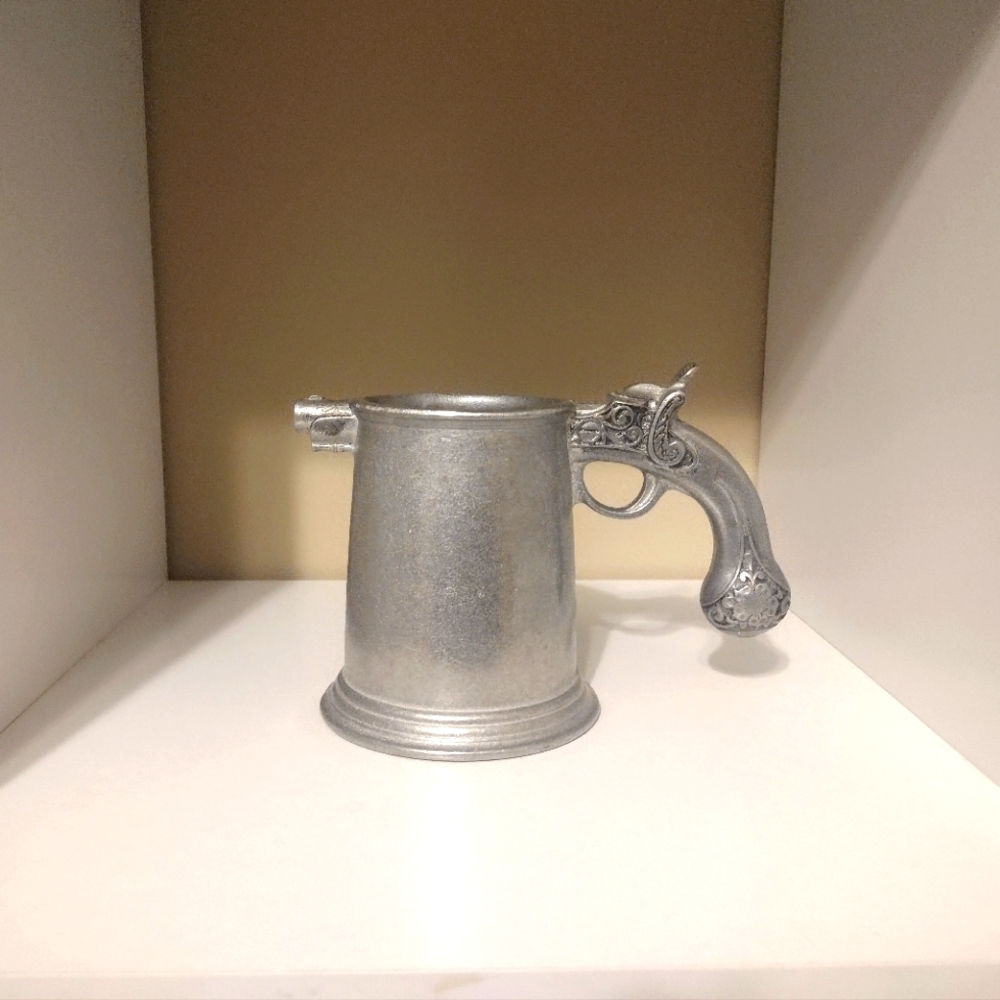 Vintage Wilton Gun Flintlock Pistol Pewter Beer Stein Mug Cup